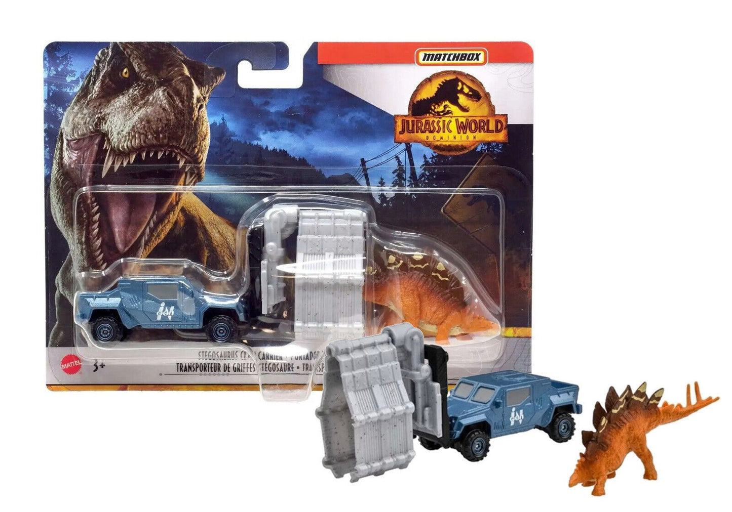 Jurassic World Dominion Stegosaurus Claw Carrier Matchbox Transporter Dino Figure