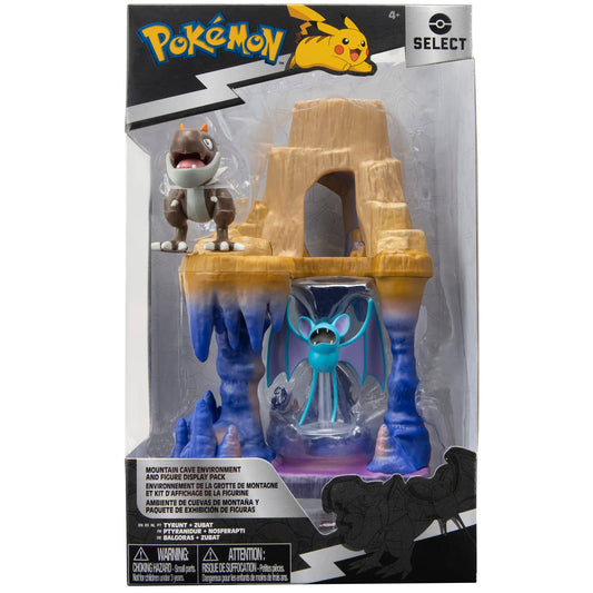 Pokémon Select Mountain Cave Environment - Multi-Level Display Set with 2-Inch Tyrunt and Zubat Battle Figures