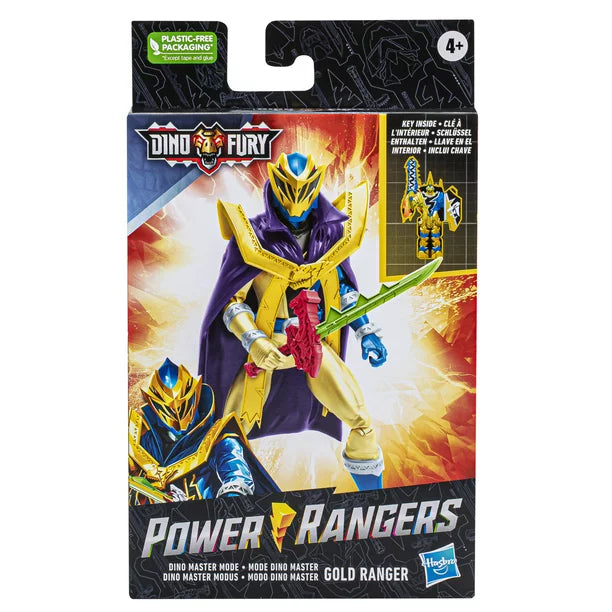 Power Rangers Dino Fury Gold Ranger Dino Master Mode, 6-Inch Power Rangers Action Figure