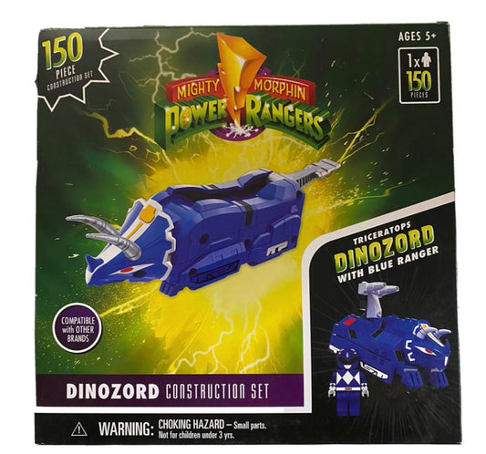 Power Rangers Mighty Morphin Dinozord Construction Set 150 Pieces(Blue)