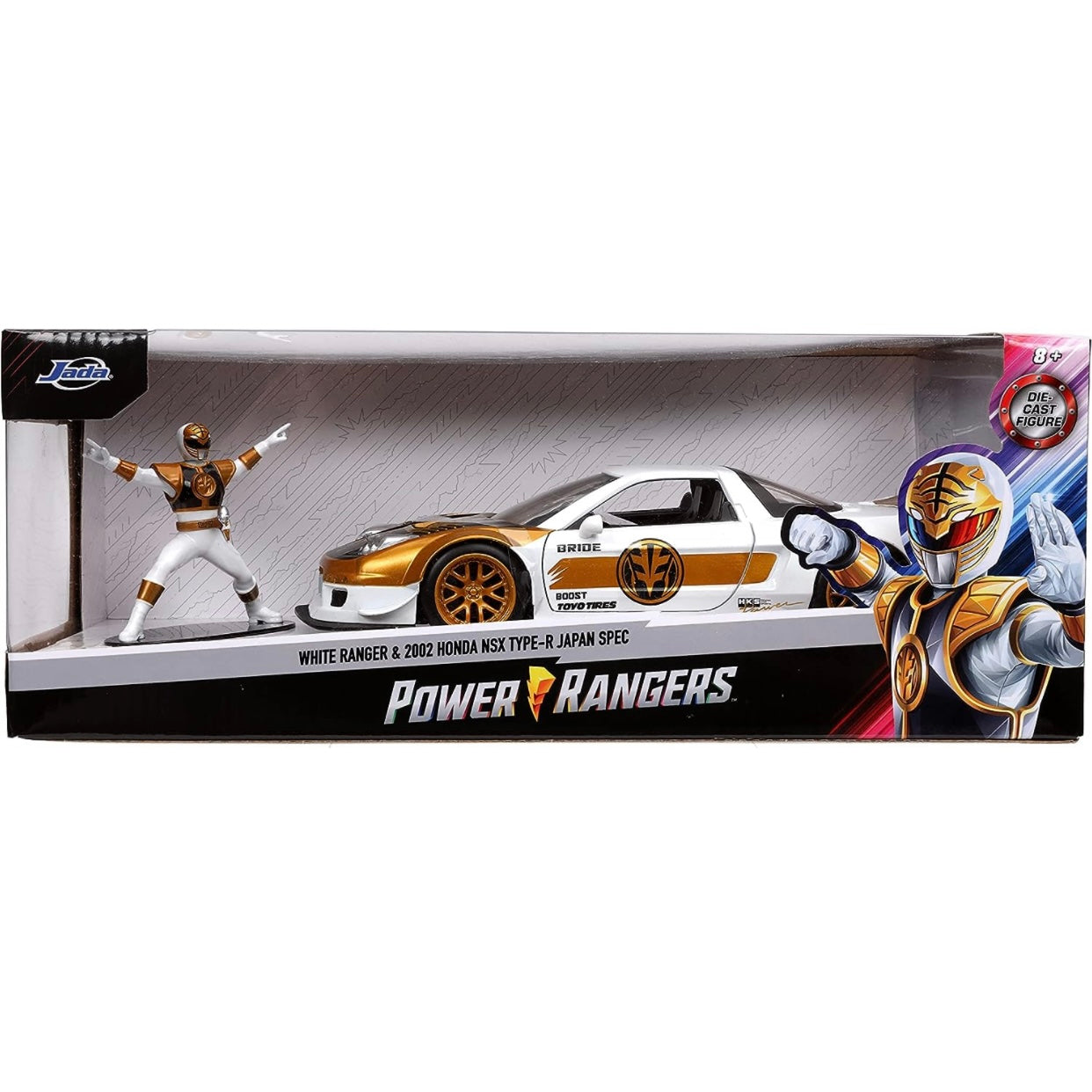 Power Rangers 1:24 2002 Honda NSX Type-R Japan Spec Die-cast Car with 2.75" White Ranger Figure,