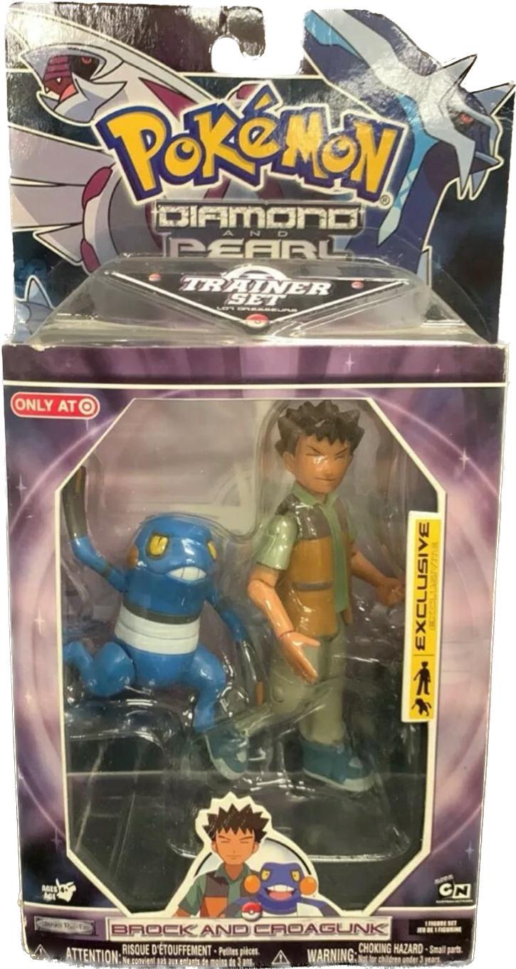 Pokemon Diamond & Pearl Trainer Set Brock & Croagunk Figures