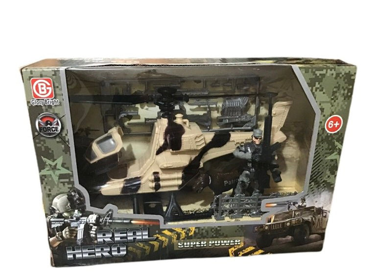 Real Hero Super Power Army figures Helicopter Figure w/ Gun Glory Bright Sealed