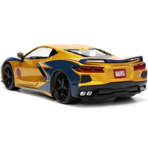 Jada Die-cast Dropshipper 1:24 Scale 2020 Chevrolet Corvette C8 Stingray & Wolverine X-Men Marvel Series