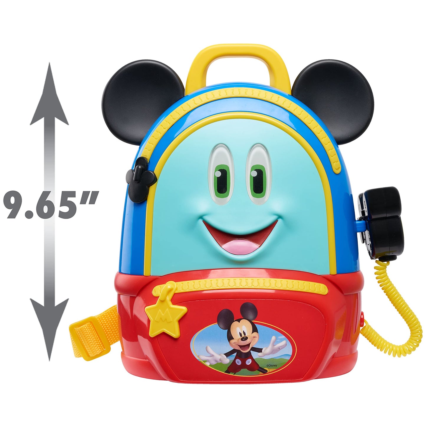 Disney Junior Mickey Mouse Funhouse Adventures Backpack, 5 Piece Pretend Play Set with Lights and Sounds Accessories, by Just Play