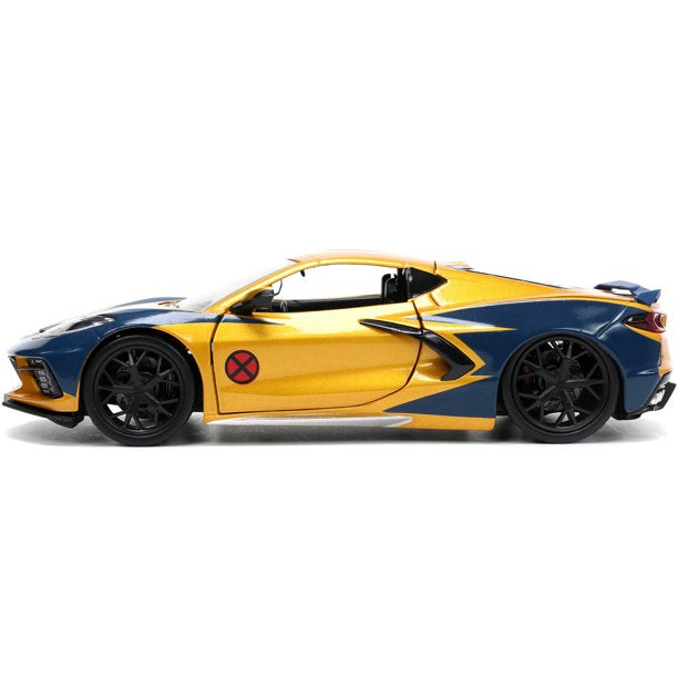 Jada Die-cast Dropshipper 1:24 Scale 2020 Chevrolet Corvette C8 Stingray & Wolverine X-Men Marvel Series