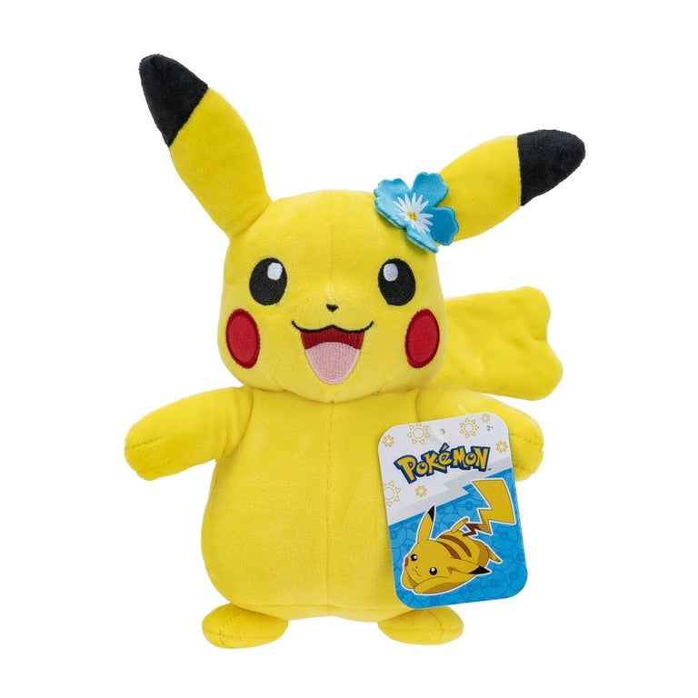 Jazwares Pokemon Pikachu 8-in Plush with Blue Flower