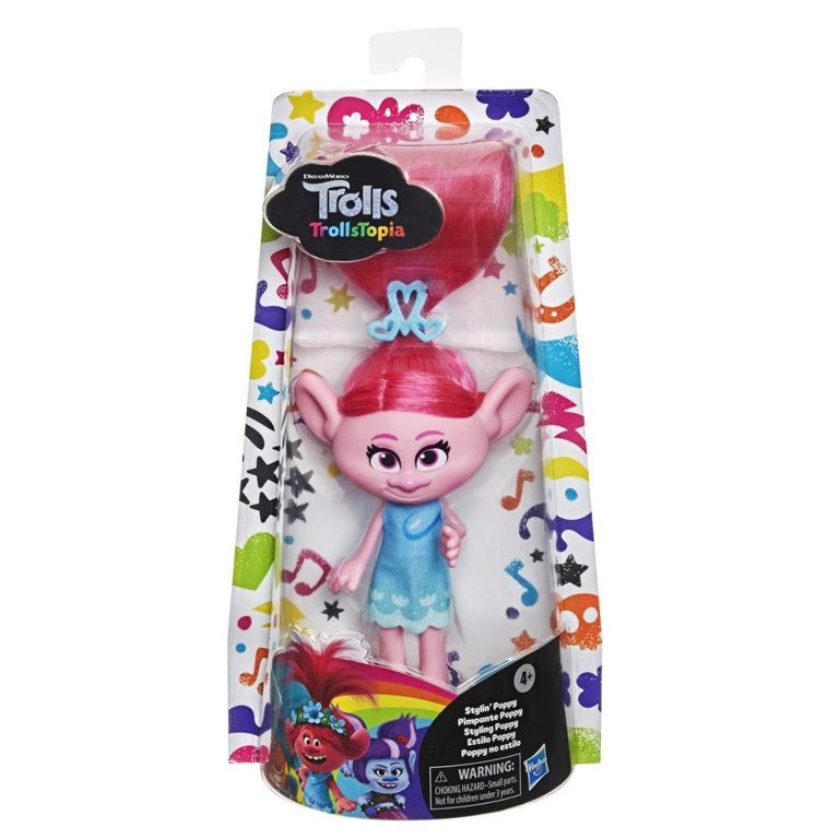 DreamWorks TrollsTopia Stylin Poppy Fashion Doll with Removable Dress and Hair Accessory