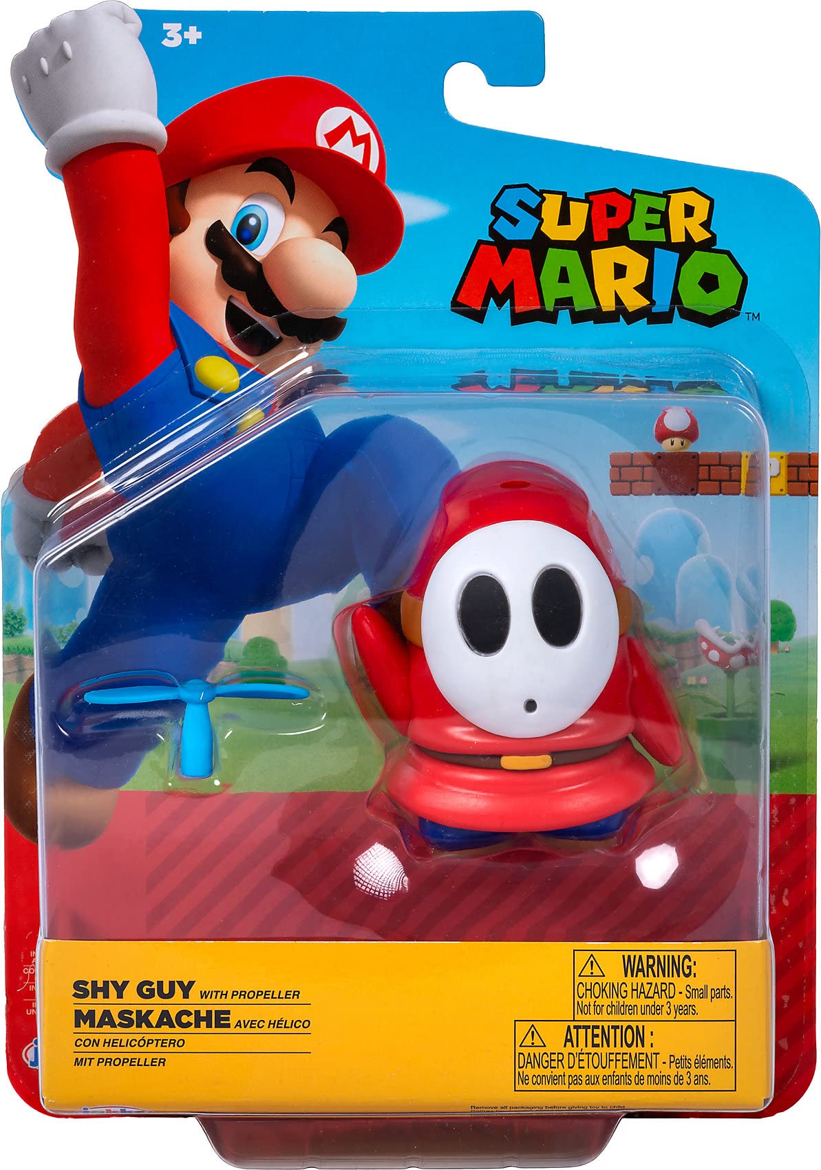 Super Mario Red Shy Guy Collectible Toy with Propeller Accessory 4-inch Action Figure