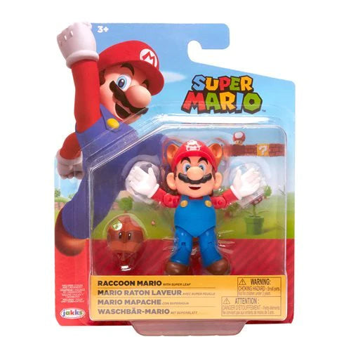 Nintendo Super Mario Raccoon Mario with Super Leaf 4" Action Figure