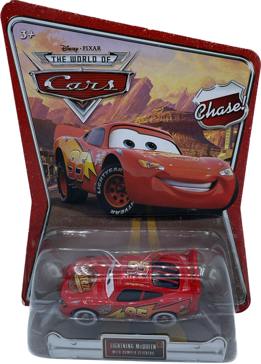 Disney /Pixar The World Of Cars Lightning McQueen with Bumper Stickers Chase 35 Diecast Car